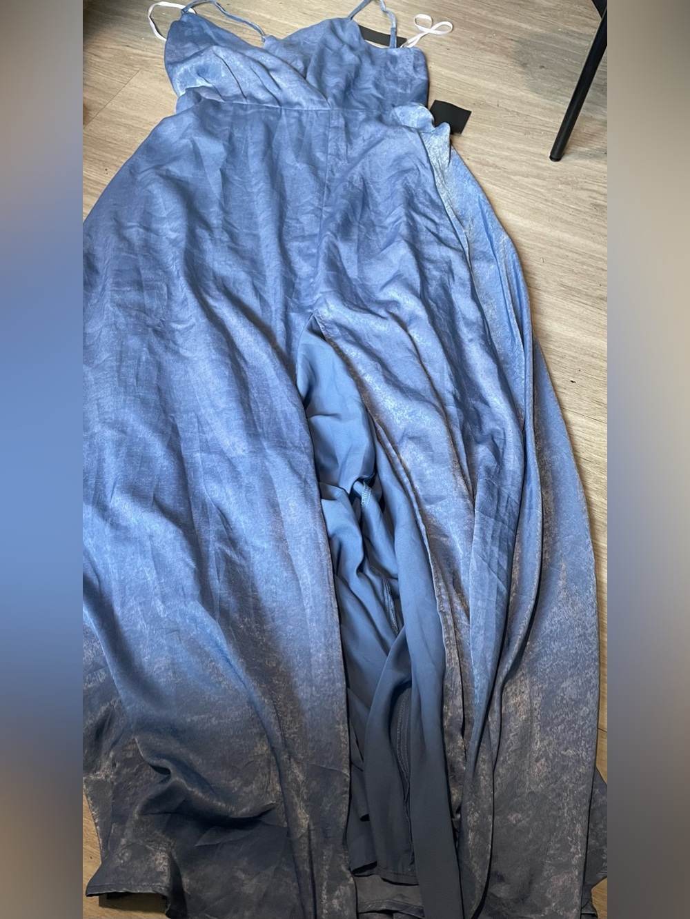 Lulu's Dusty Blue Satin-Look Maxi Dress